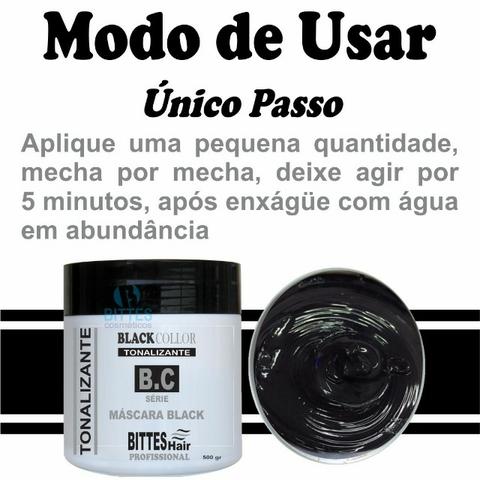 Máscara Black 500 g Tonalizante Color Preto Cabelos Escuros e Brilhosos Bittes Hair - Foto 3