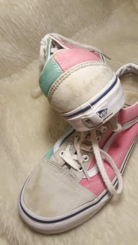 tenis vans rosa e verde