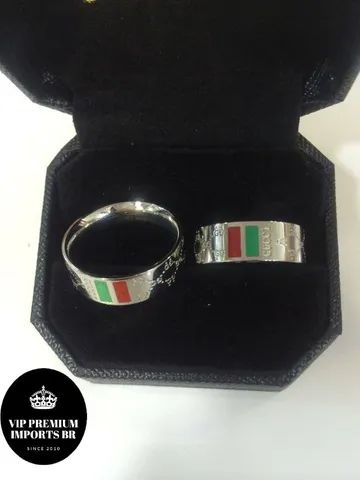 Aliança gucci o par com duplo banho em ouro 18 k