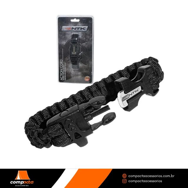 Bracelete Action Cord NTK Tático com iniciador de fogo e apito
