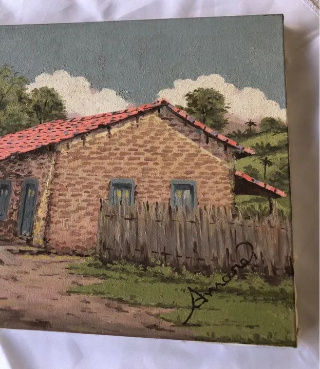 Quadro de pintura a óleo - Casa de campo - Foto 2