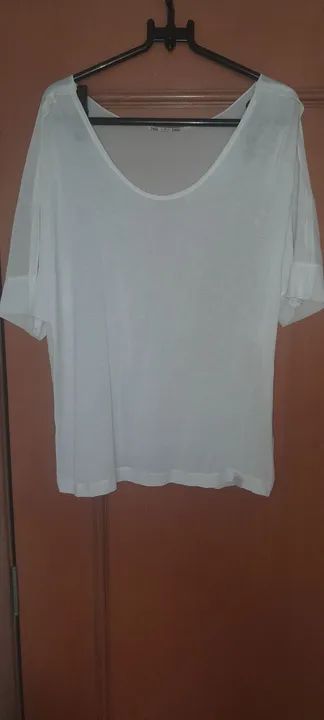 Blusa branca de algodão e polieste da CANAL - Foto 2