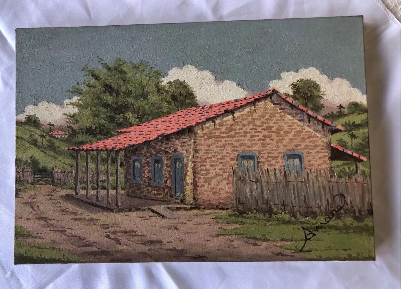 Quadro de pintura a óleo - Casa de campo - Foto 3
