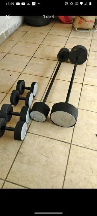 Anilha , treinar em casa , halter e barra