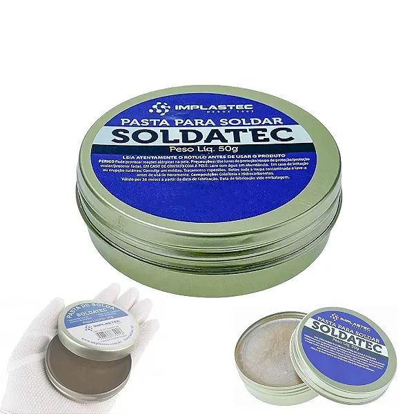 Pasta para Soldar Soldatec Lata Com 50g, Solda Fluxo Bga Não Condutiva - Implastec