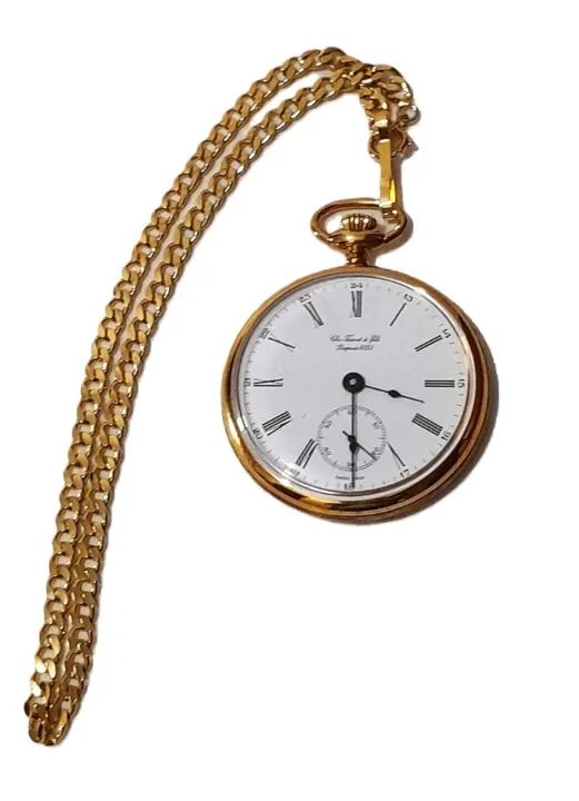 relógio de bolso tissot legítimo, mostrador branco com corrente para colecionador - Foto 5