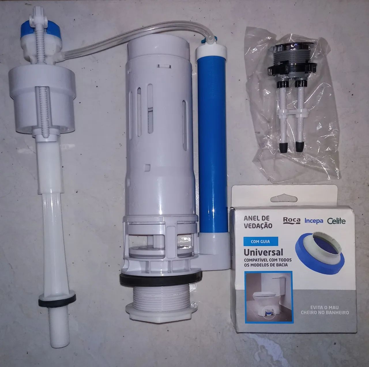 Kit de Válvula de Descarga para Caixa de Descarga de Sanitário - 3 Peças