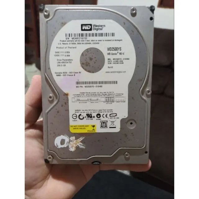 hd computador western digital 250 gb 7200 rpm funcionando sata 3.5 *usado