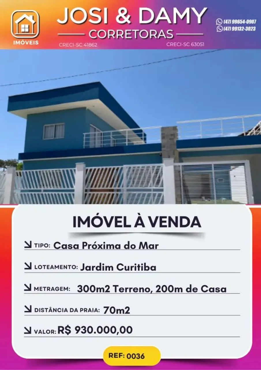 Casa para Venda em São Francisco do Sul, praia do Ervino, 1 dormitório, 2 suítes, 2 banhei