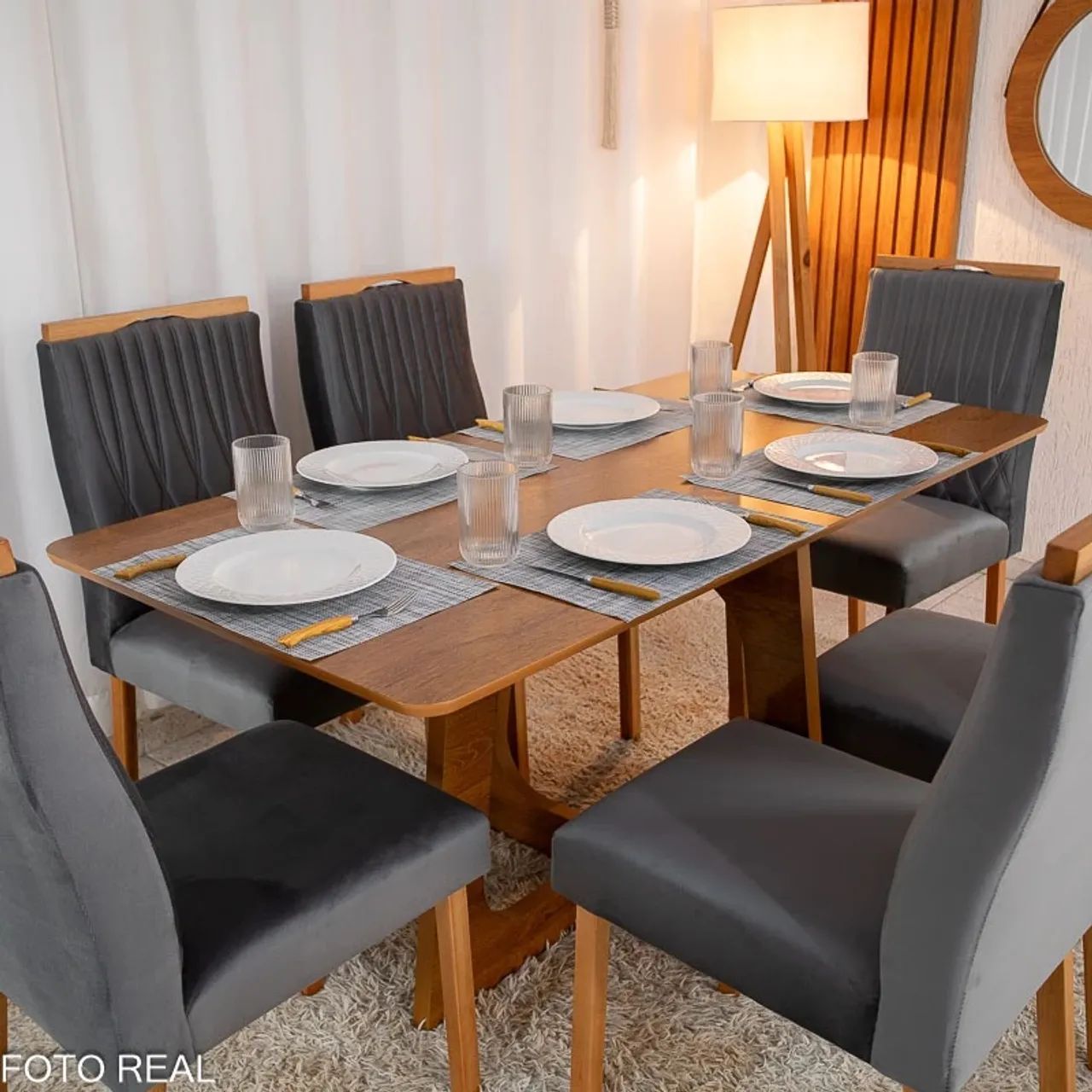 Mesa de Jantar 160x80 6 Cadeiras Genova  rf97 - Foto 2