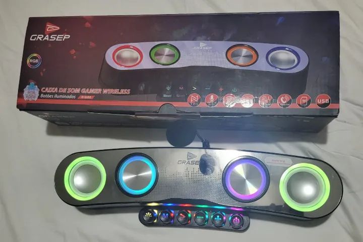 ? Caixa Gamer RGB Grasep D-G55 ? Som Potente + Microfone + Bluetooth - Foto 5