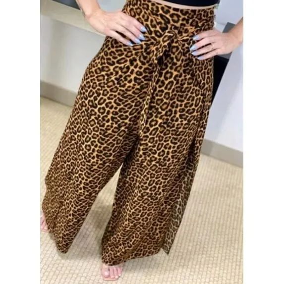 Calça envelope pantalona animal print- veste até 48