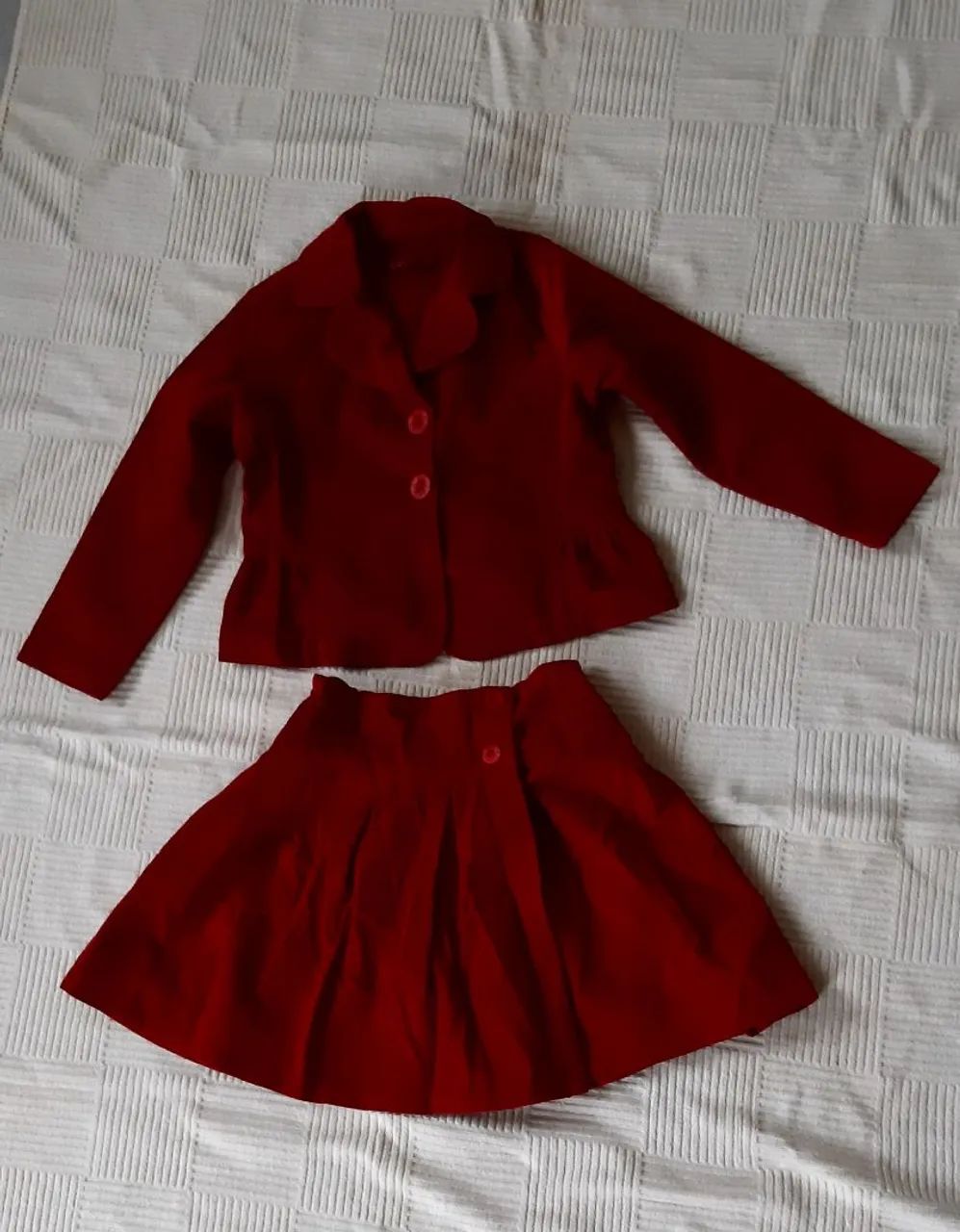 conjunto de saia e casaco veludo vermelho kids place n.4 - Foto 2
