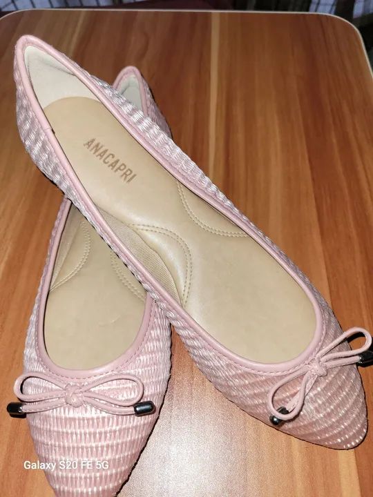 Sapatilhas Ana Capri Rosa material palha - Foto 4