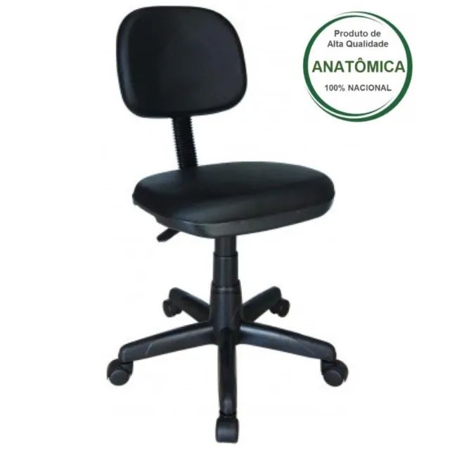 Cadeira Secretária Giratória Sem Braços Corino Preto Conforto Ergonômico Modelo 42003 - Foto 2