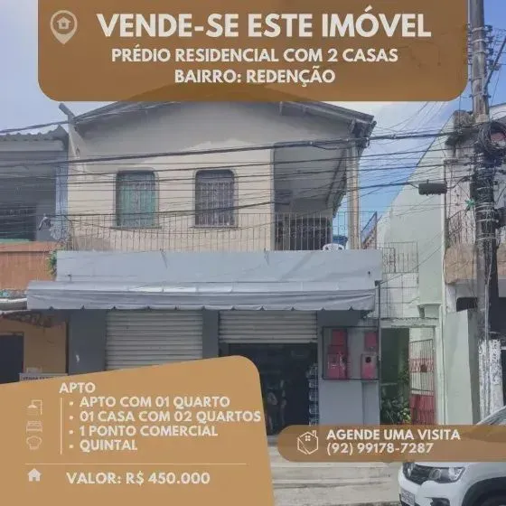 Prédio Residencial 02 casas 01 ponto comercial- Bairro Redenção