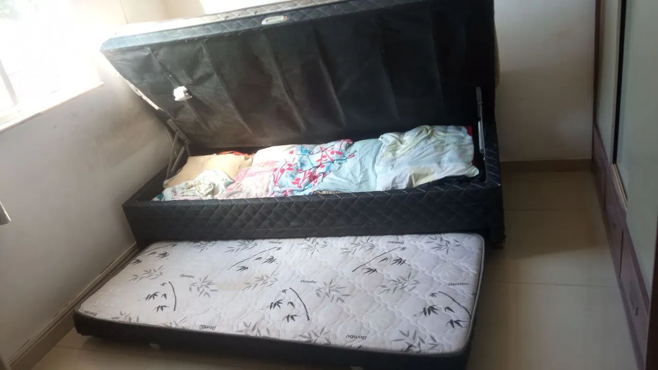 Cama Box com Baú e cama auxiliar 