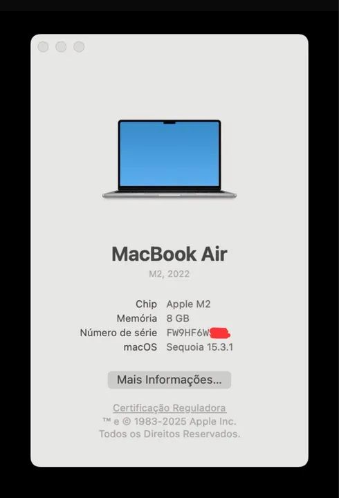 Macbook air m2 13 polegadas 8gb / 256gb LOJA FÍSICA saúde da bateria 98% ( 8 / 256 ) - Foto 4