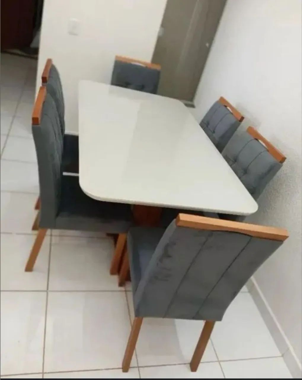 Mesa de jantar olimpo com 6 cadeiras em madeira maciça 