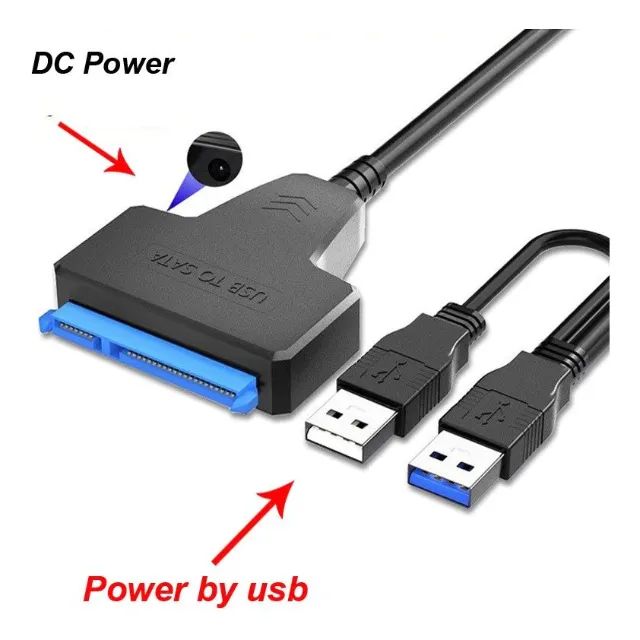 Cabo Conversor Adaptador Usb 3.0 Sata entrada para fonte de 12v ate 4tb pode retirar Goian
