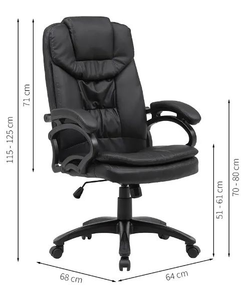 Cadeira de Escritório Presidente Giratória com Relax Clark Preta