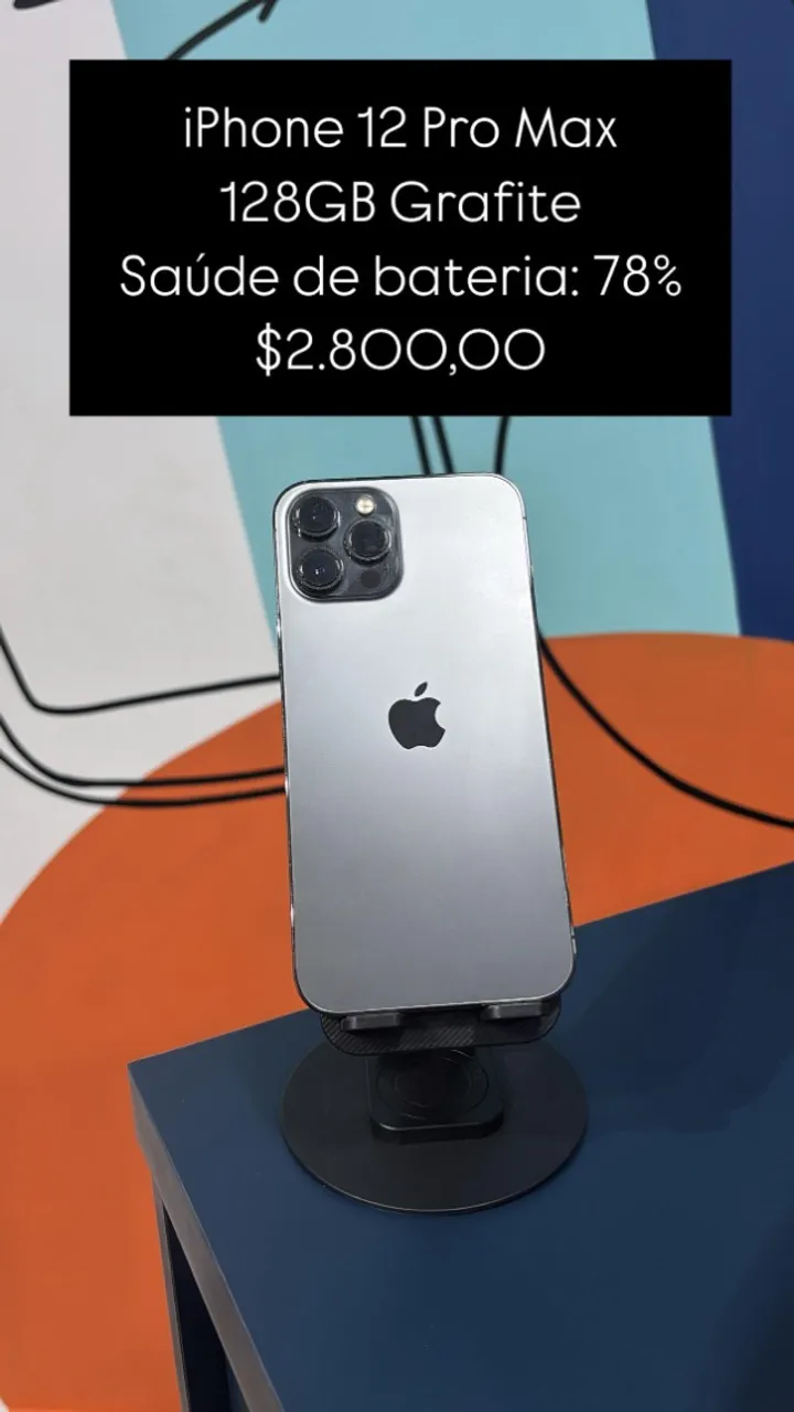 iPhone 12 Pro Max 128GB Na cor Branco Saúde de bateria 100% | Loja