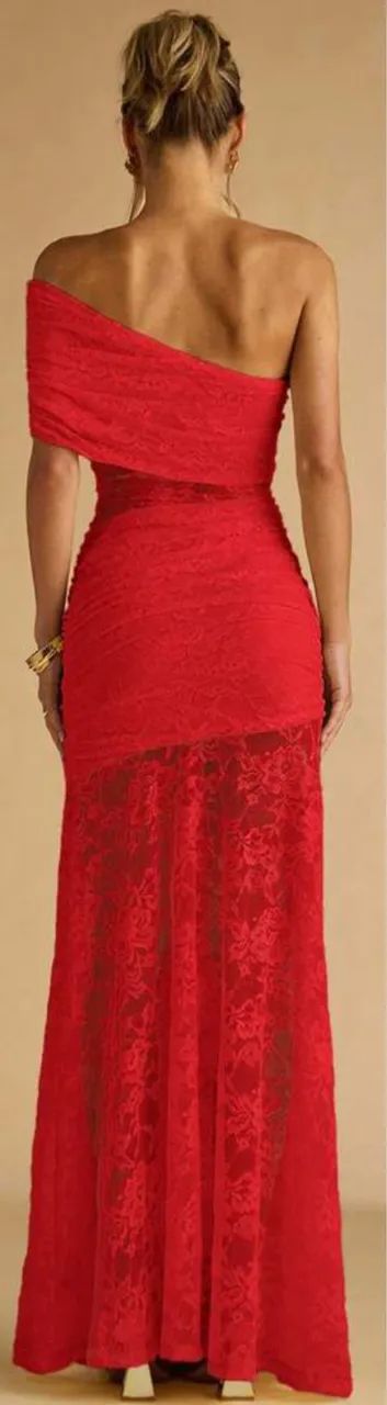 Vestido renda com elastano, vermelho, M/G, novo - Foto 2
