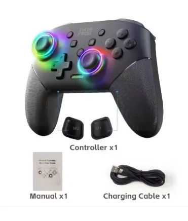 Controle Sem Fio Para Nintendo Switch OLED/LITE/PC com Função Turbo Programável RGB LED