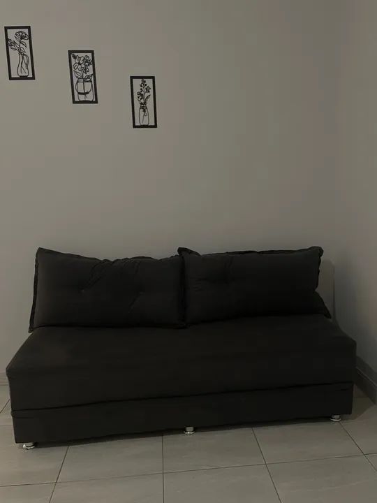 Sofá Cama cinza de 3 Lugares