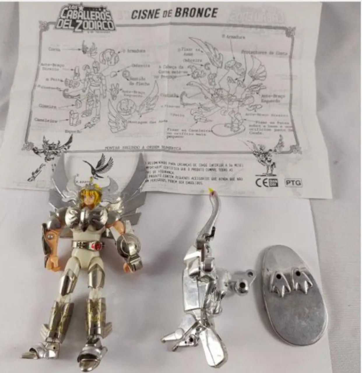 Boneco Cavaleiros do Zodíaco Cisne, Bandai 1987 em metal com