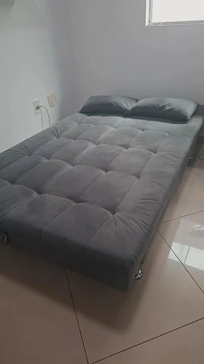 Sofá Cama 3 lugares cinza - Foto 3