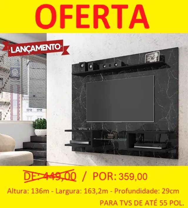 Painel com prateleiras de vidro maravilhoso - Foto 2