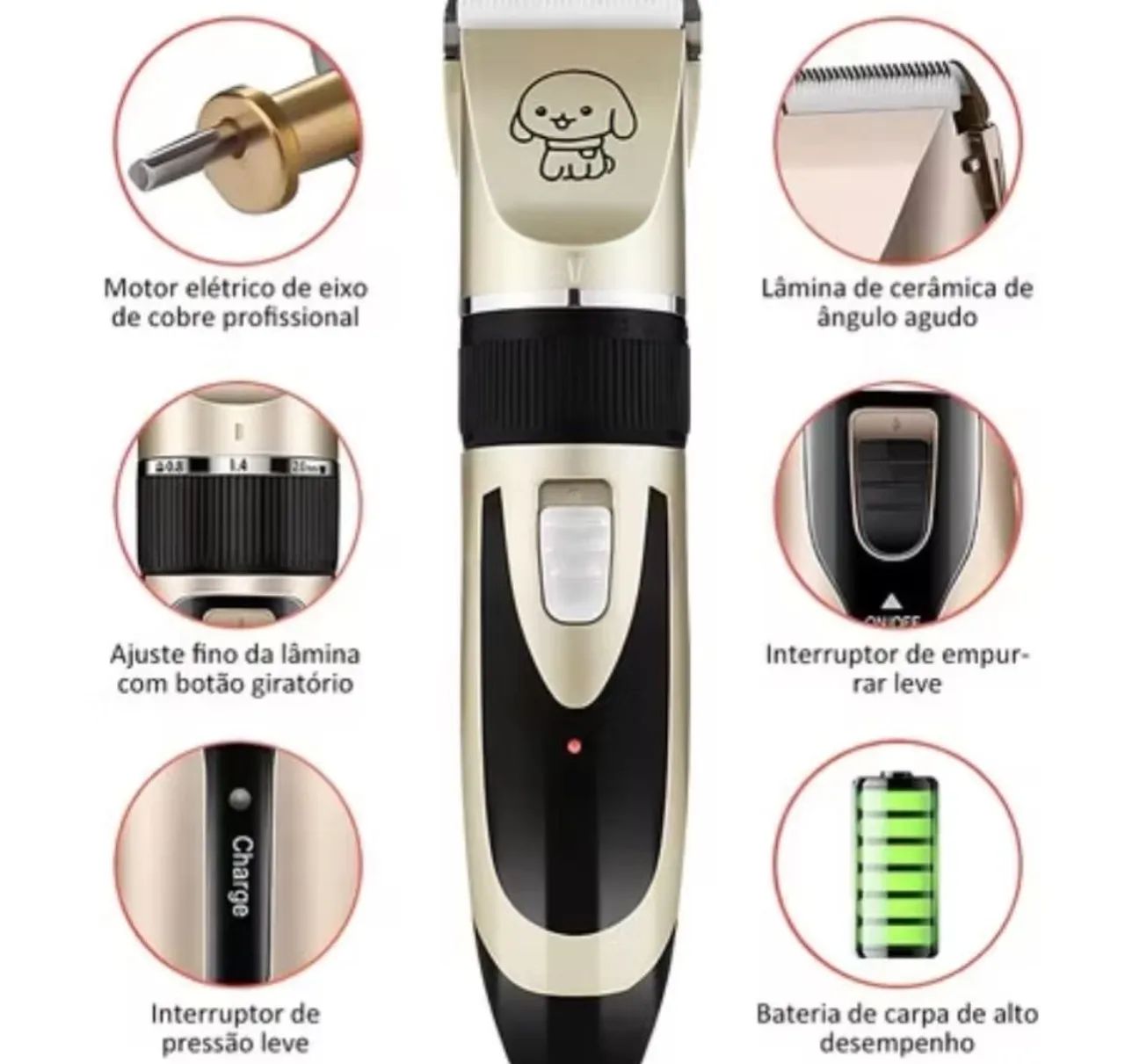 Kit Máquina de Tosar Profissional 11 Peças para Cachorros e Gatos - Foto 6