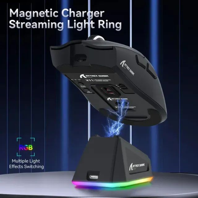 Attack Shark X11 com Dock de carregamento RGB - Foto 2