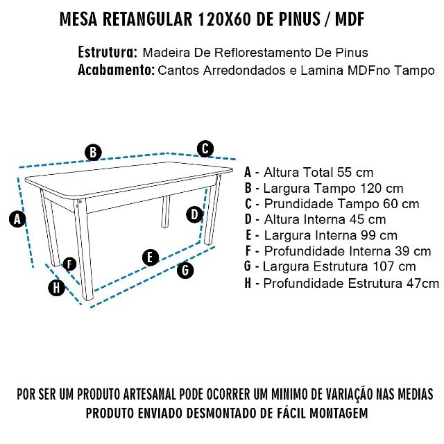 Conjunto Mesa Retangular Com 4 Cadeiras Resistentes Escolar Cor Natural - Foto 2