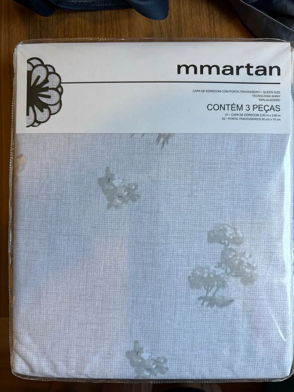 Jogo de Capa de Edredom MMartan Queen - Cinza Suave - 3 peças - Novo