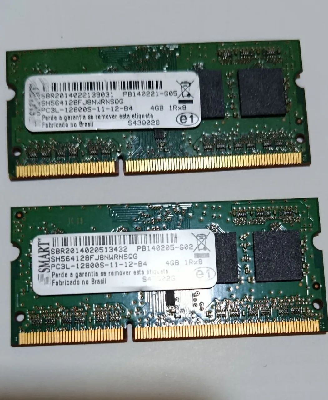 Memória notebook DDR3 8GB= 2x4gb PC3L-12800S