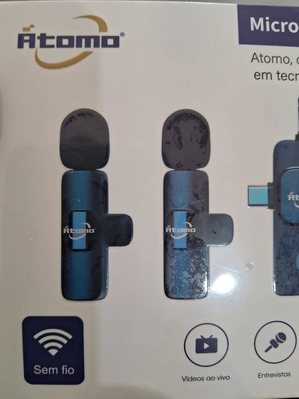 Microfone sem Fio Átomo MO-F14 para Iphone e Tipo C - Foto 3