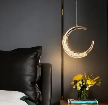 Luminária Pendente Lua Crescente Minguante Cristal Led