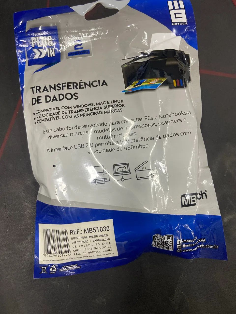 Cabo USB x Impressora, transferências de dados usb 2.0 - Foto 3