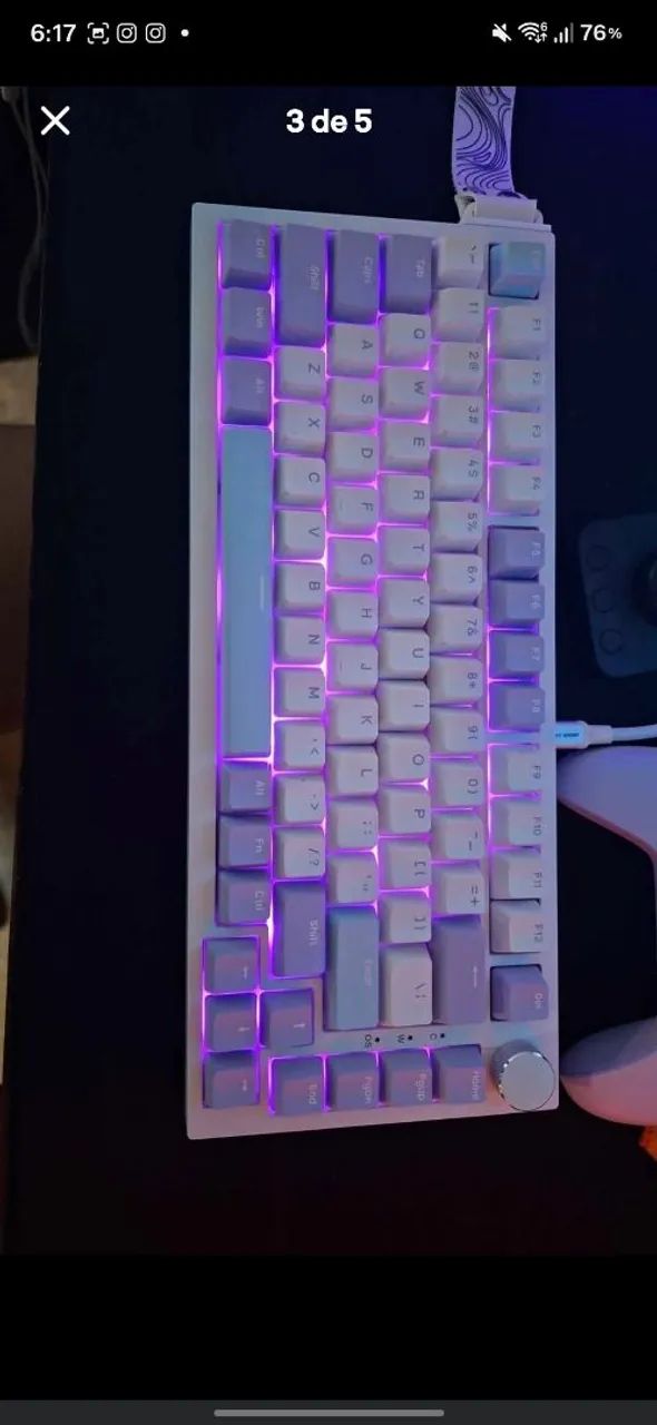 Teclado mecânico Ajazz ak820 Branco RGB - Foto 3