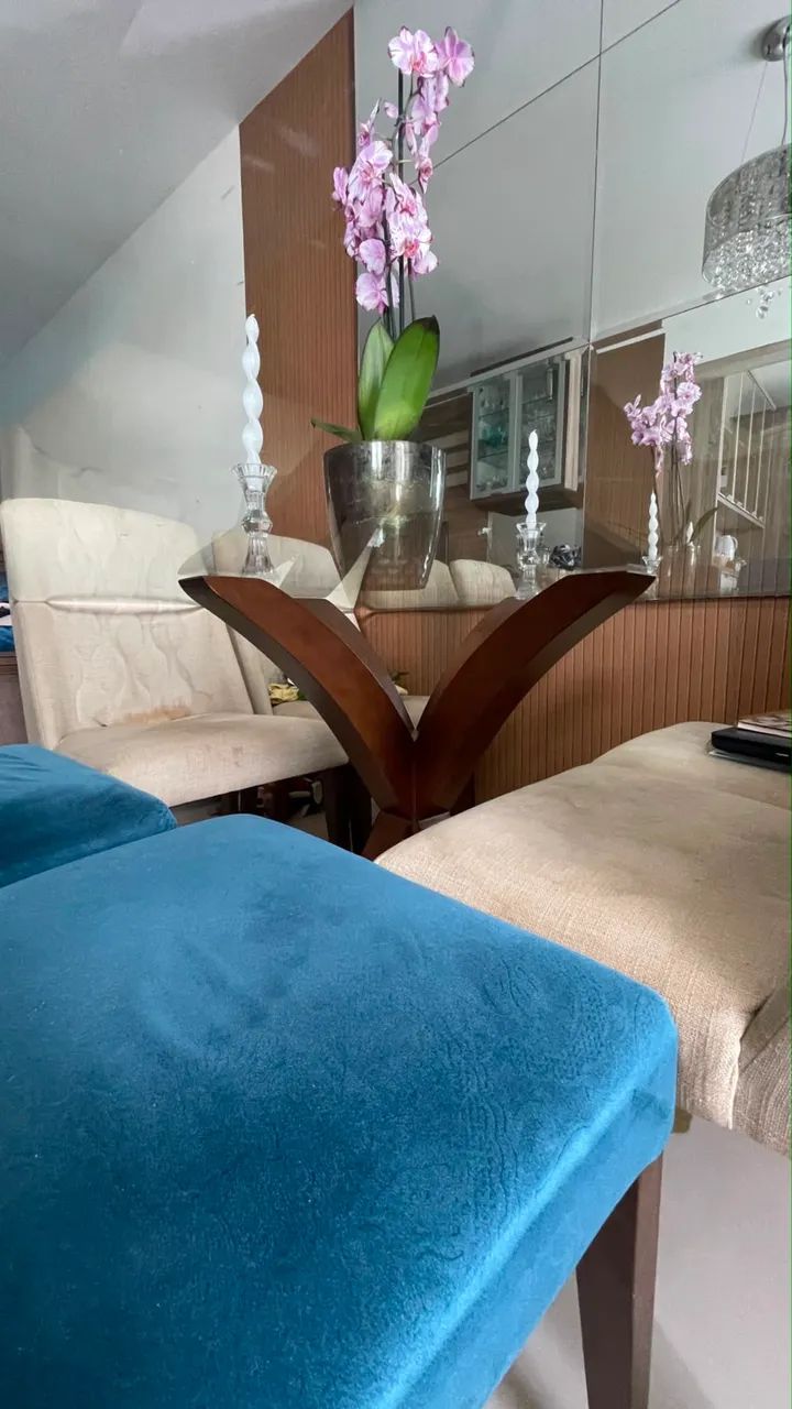 Vendo SOFÁ e MESA COM TAMPO VIDRO - Foto 3