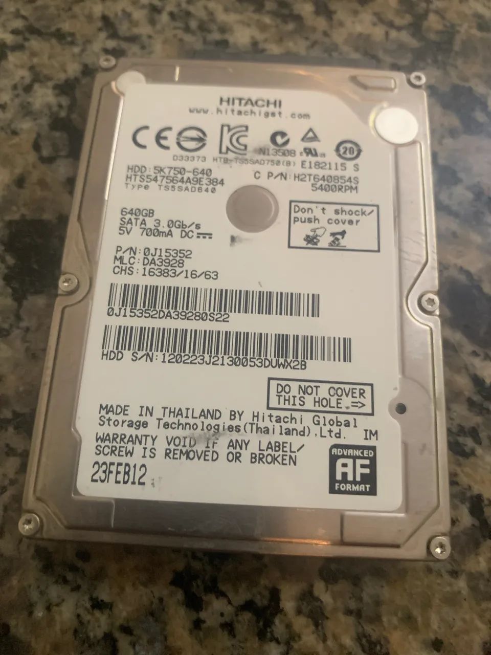Hd de 640 gb sata 3