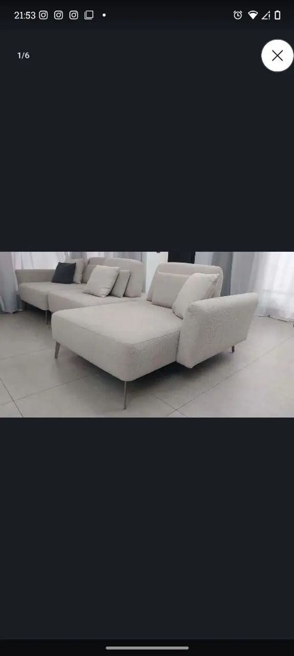 Sofá Modular de Alto Padrão com Chaise (3,44m) - Design Sofisticado