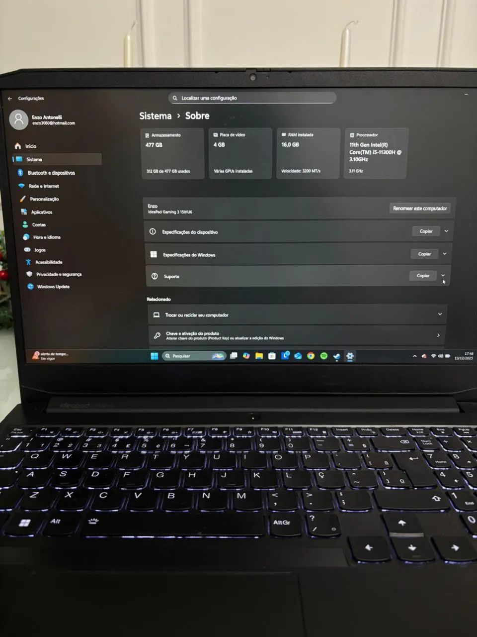 Notebook Gamer - Lenovo Ideapad Gaming 3I - Foto 4