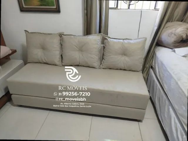 Sofá Cama Bicama 1,70m Suede D33 Compacto e Funcional - Foto 4