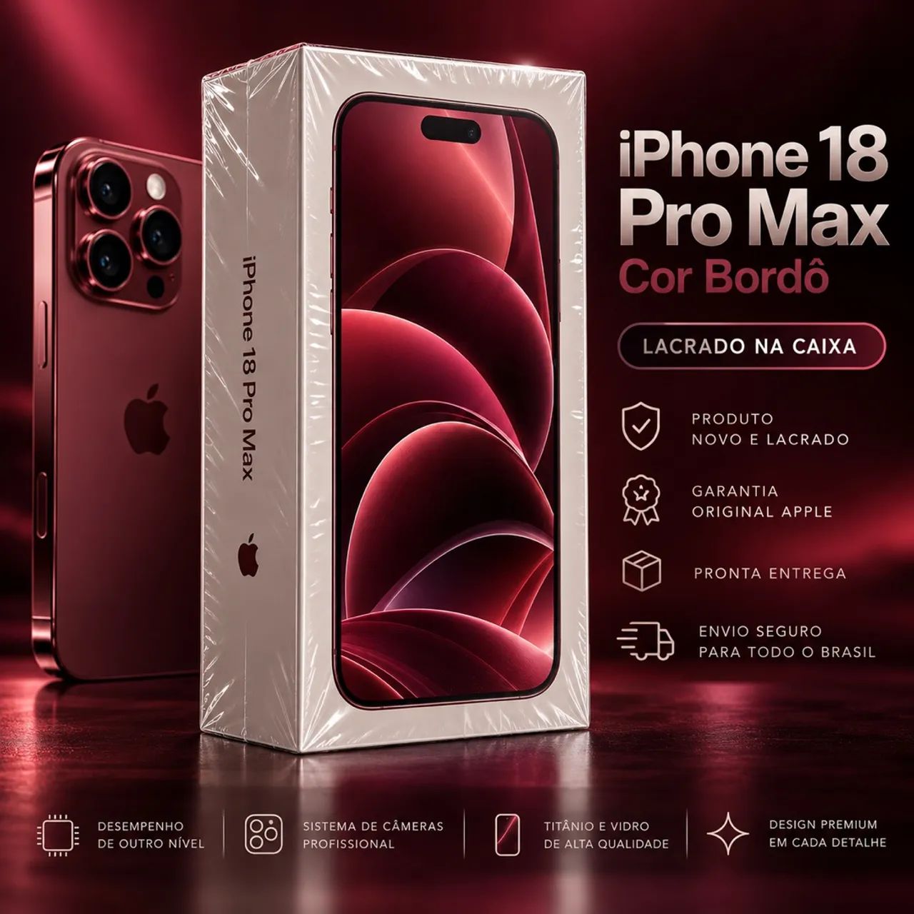 IPHONE 18 PRO MAX 256GB - BORDO LACRADO - Foto 2