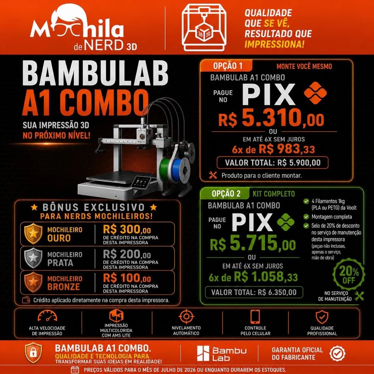 Bambu Lab A1 Combo - Impressora 3d 