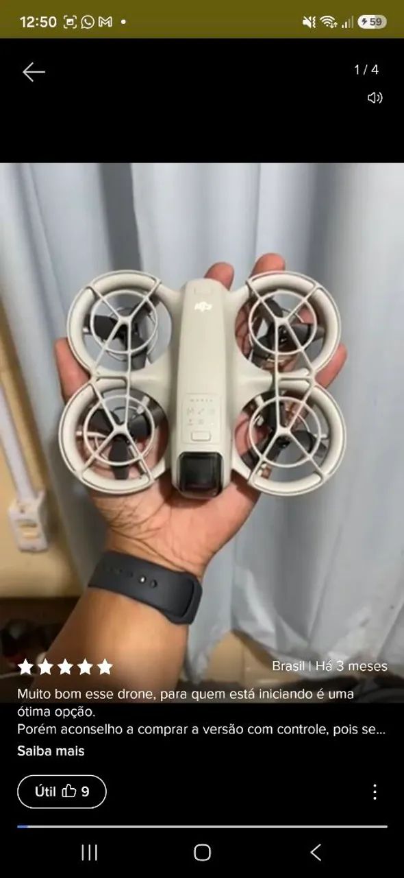 Drone DJI neo ultraleve.  Filma em 4k 
