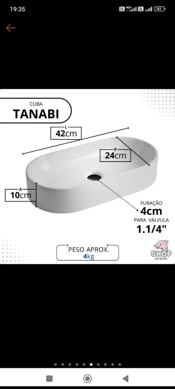 Cuba de apoio 42 cm cor branca  - Foto 2